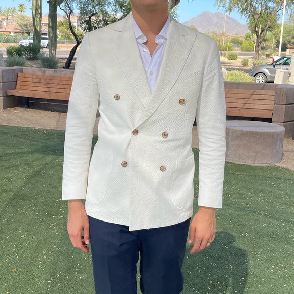 ❌SOLD❌ SUIT SUPPLY WHITE COTTON SUIT JACKET - Picture 9 of 11